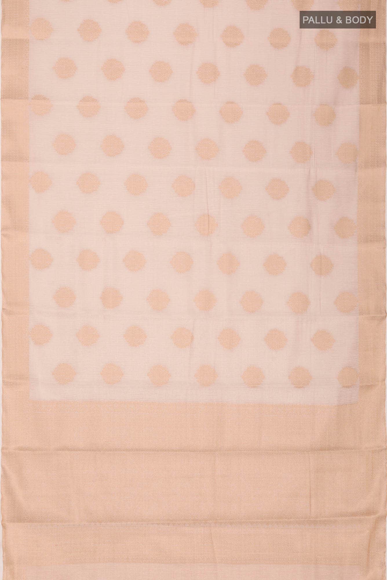 Cream with Gold Dual Tone Blended Art Silk Saree