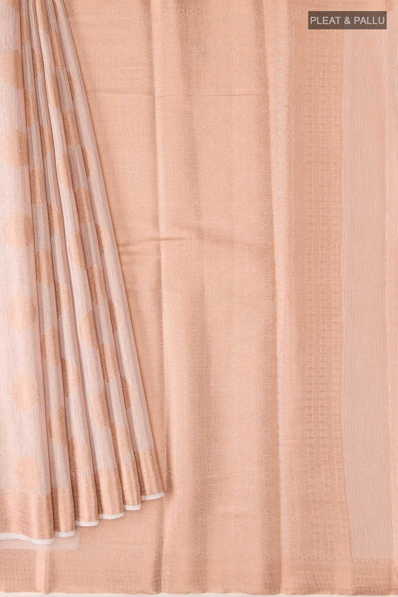 Cream with Gold Dual Tone Blended Art Silk Saree