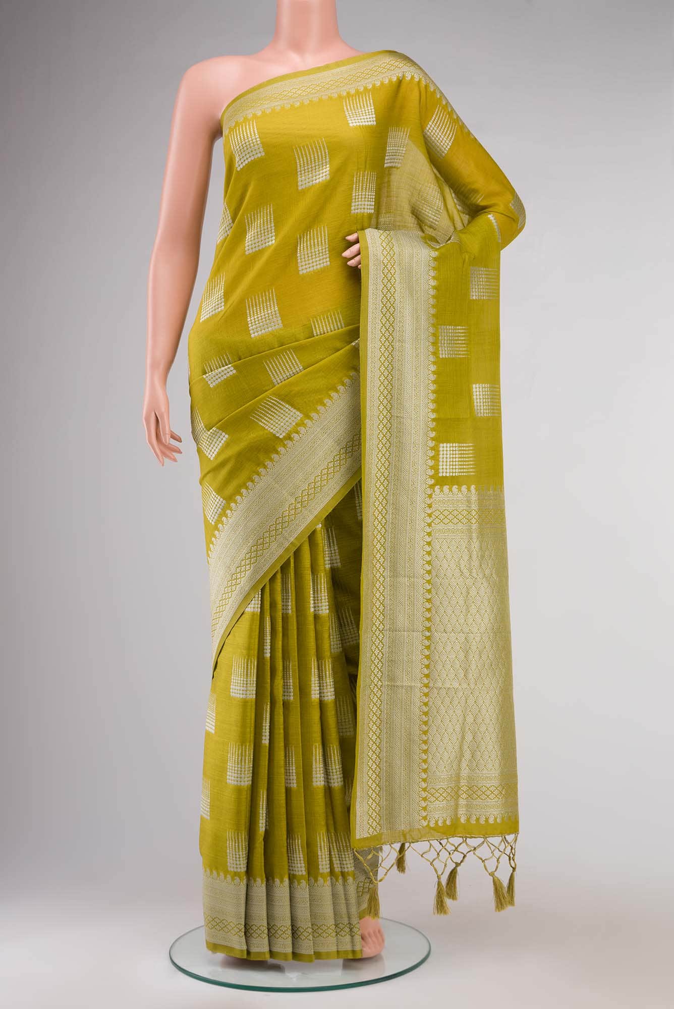 Green Blended Tussar Silk Saree