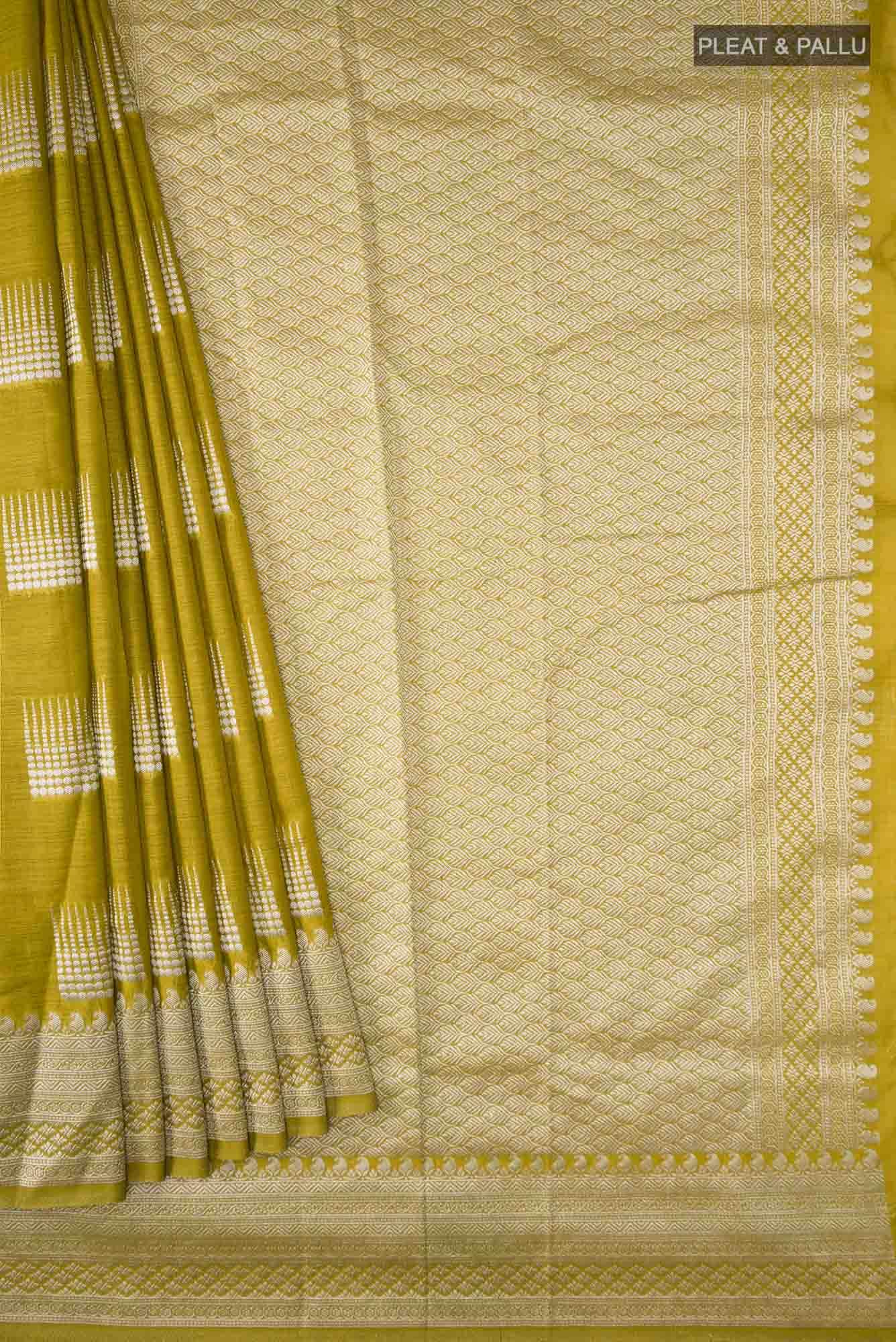 Green Blended Tussar Silk Saree