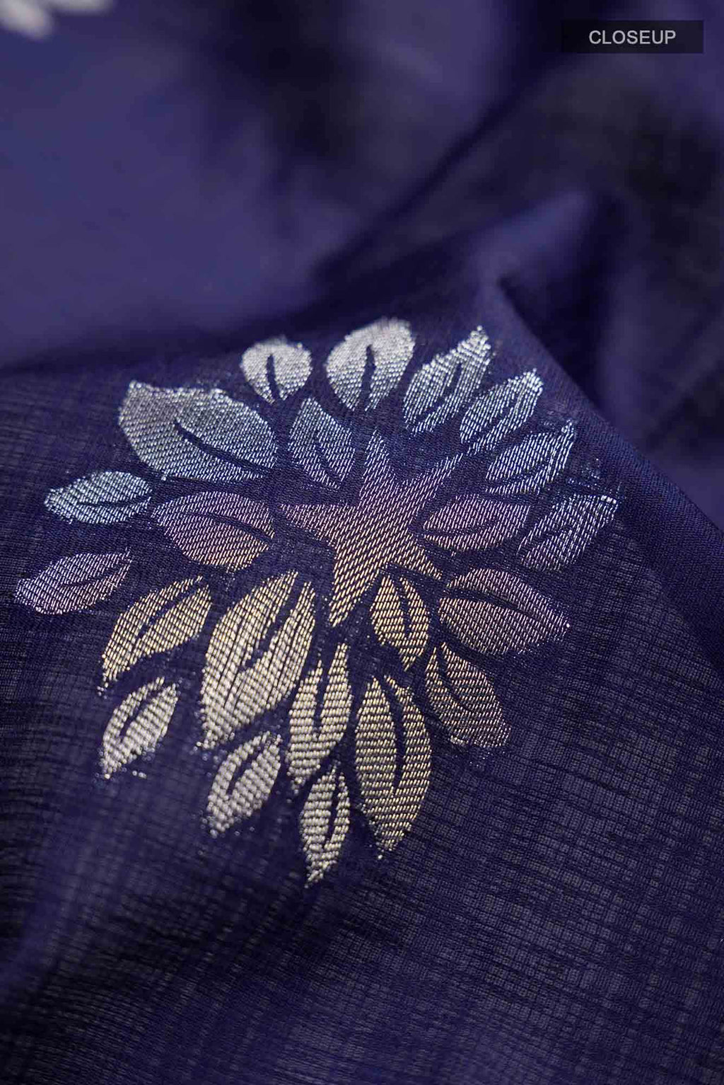 Navy Blue Blended Tussar Silk Saree