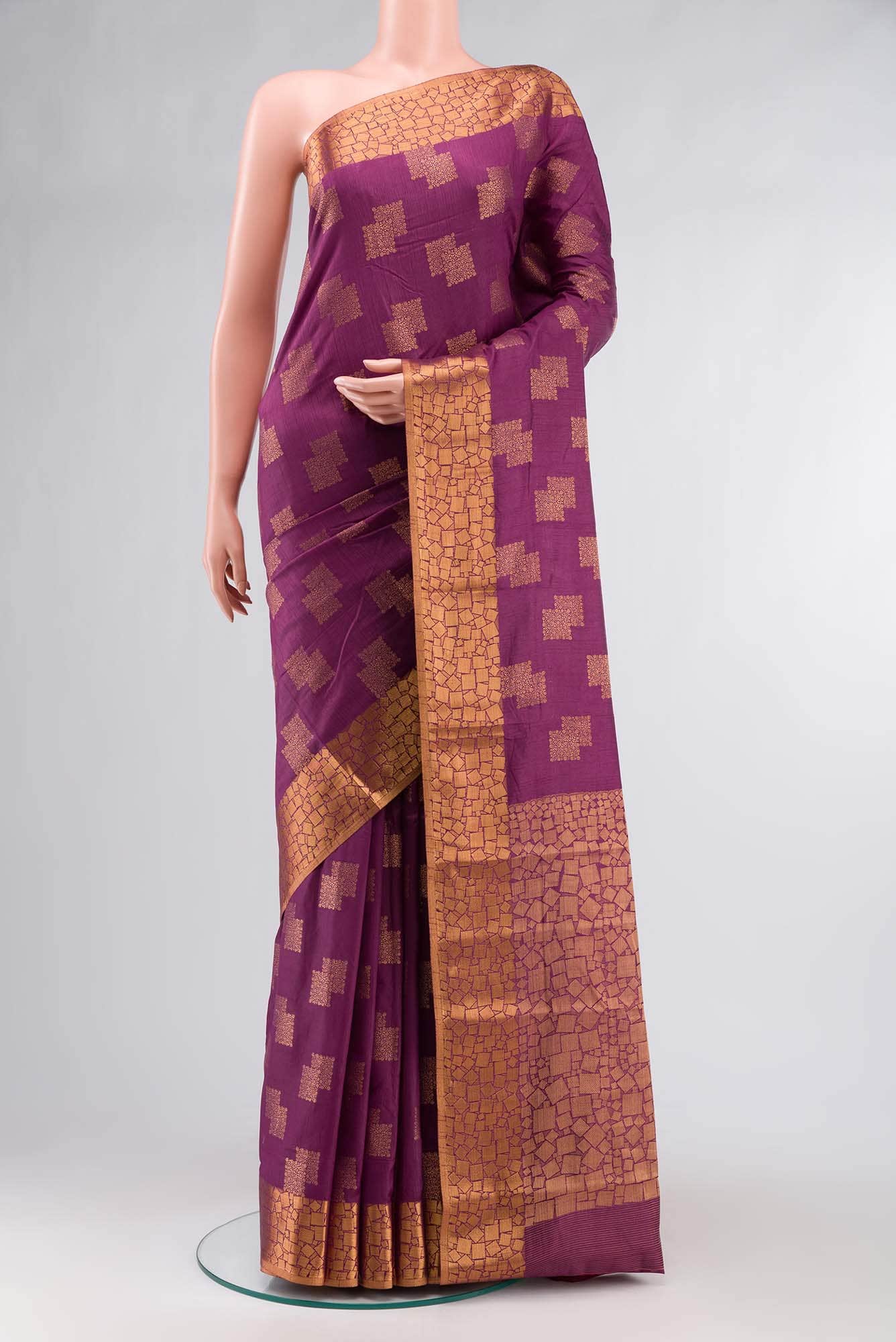 Burgundy Blended Art Silk Saree