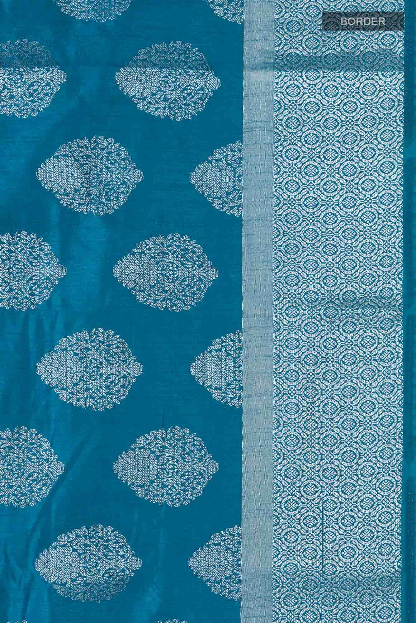 Blue Blended Art Silk Saree