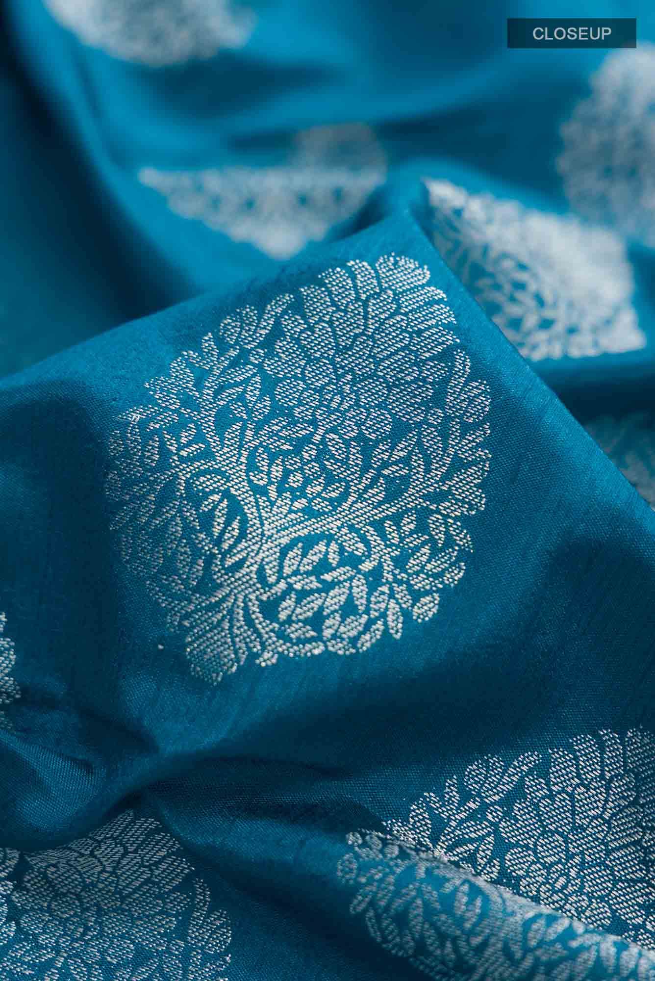 Blue Blended Art Silk Saree