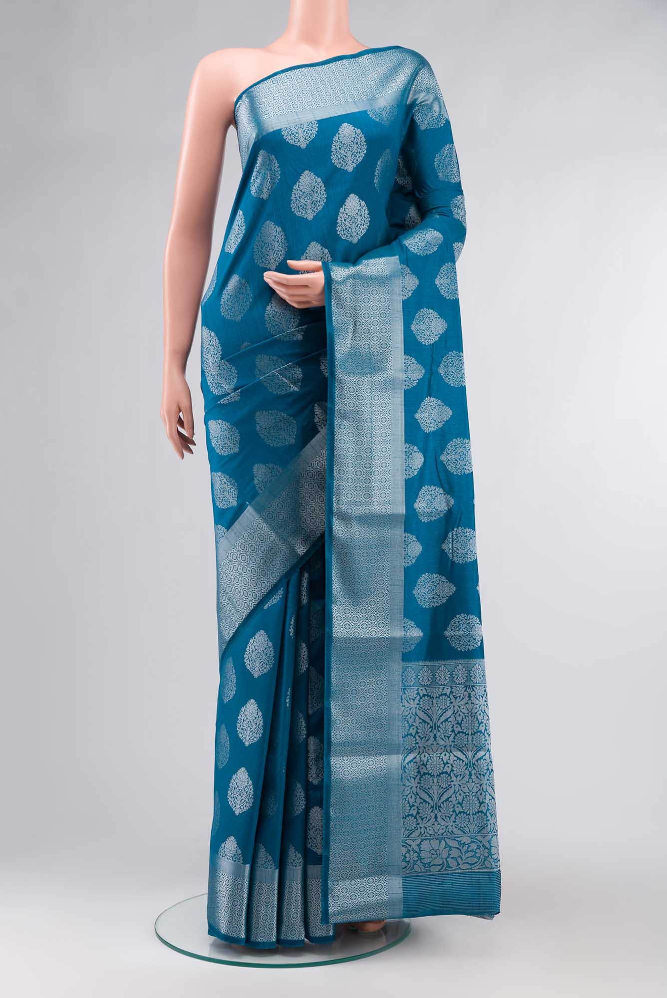 Blue Blended Art Silk Saree