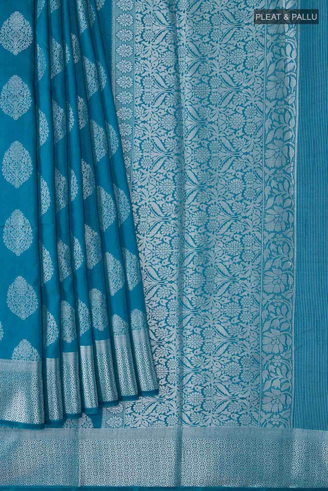 Blue Blended Art Silk Saree
