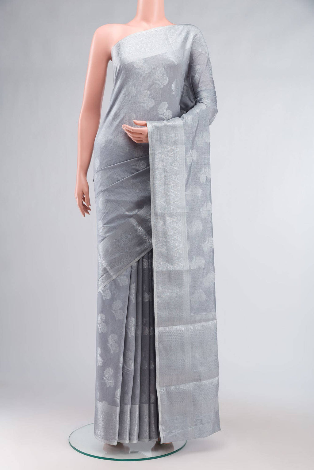 Grey Blended Art Silk Saree