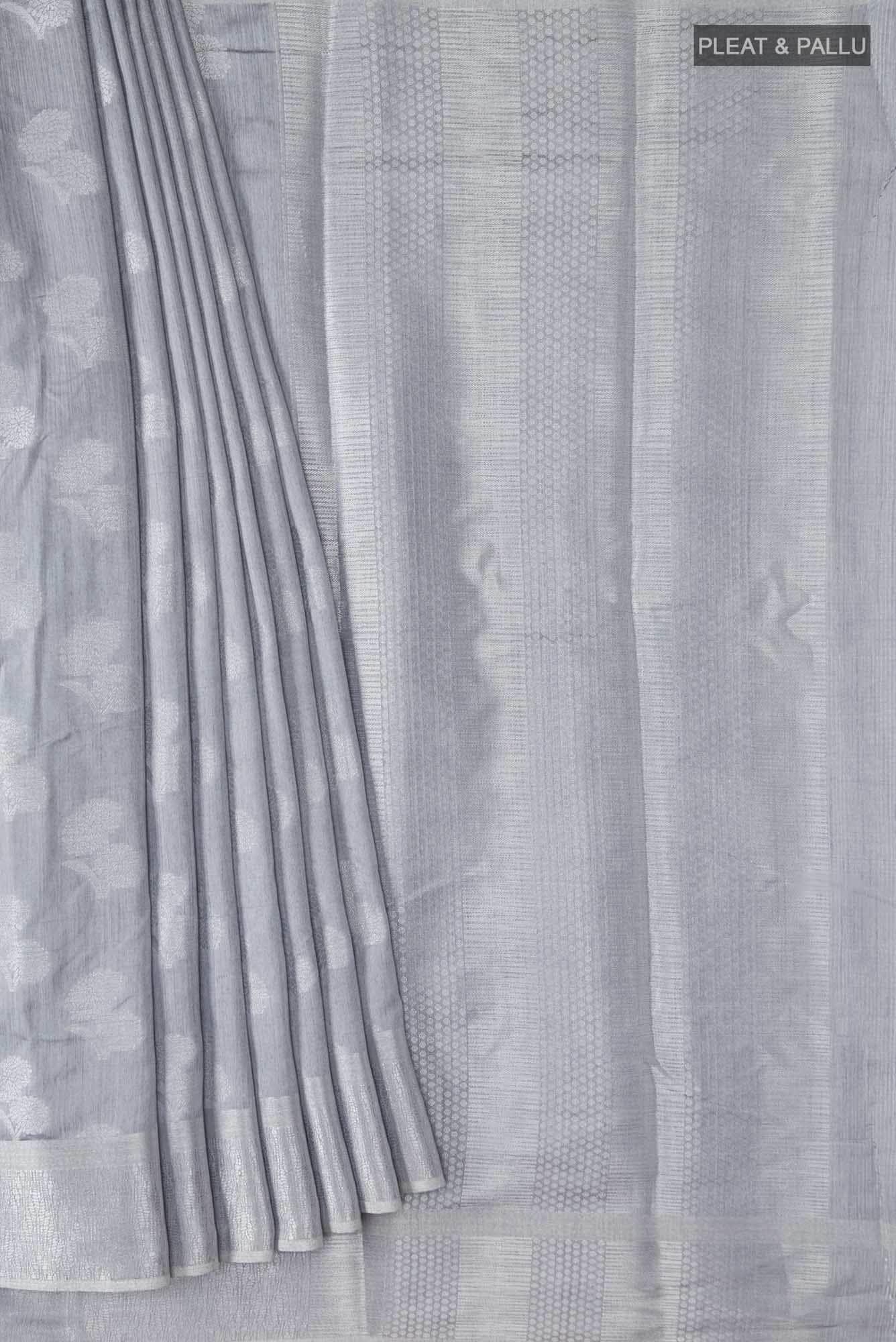 Grey Blended Art Silk Saree