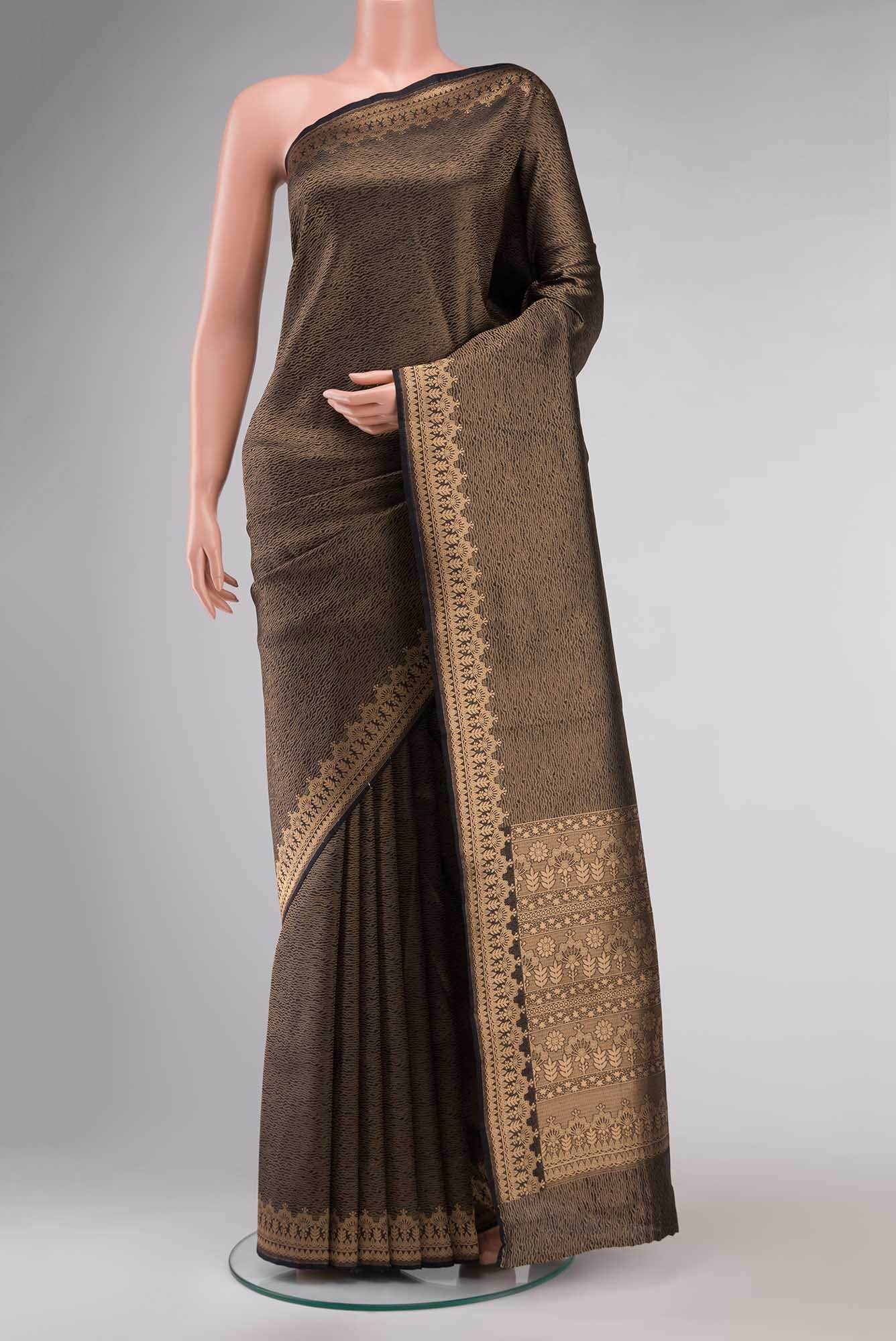 Black Blended Tussar Silk Saree