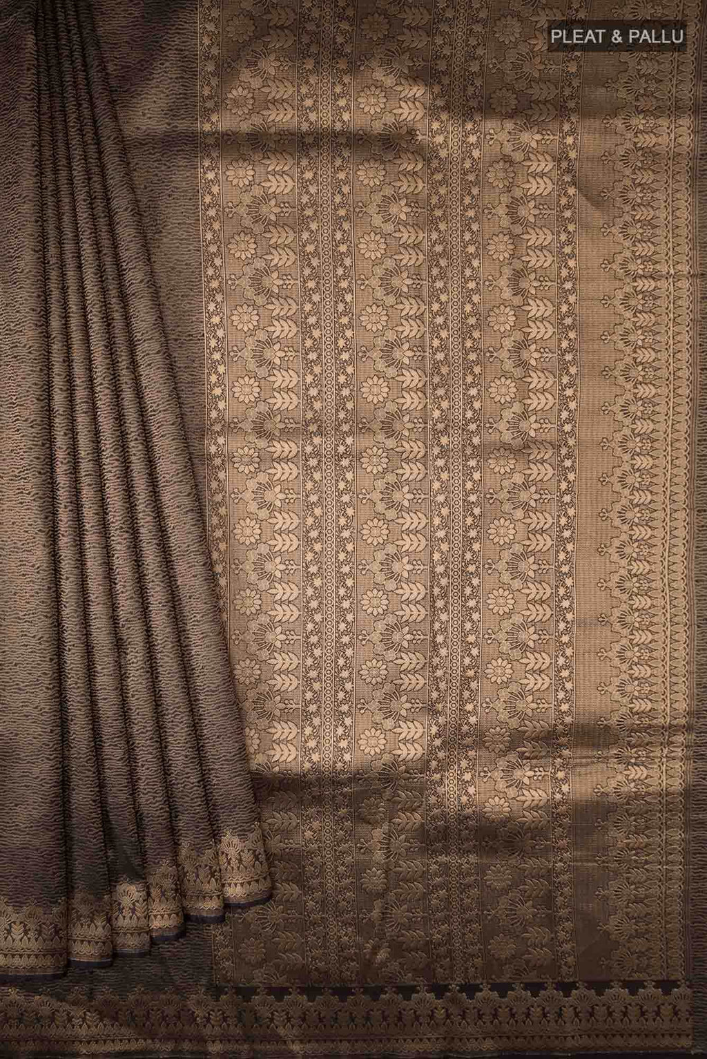 Black Blended Tussar Silk Saree