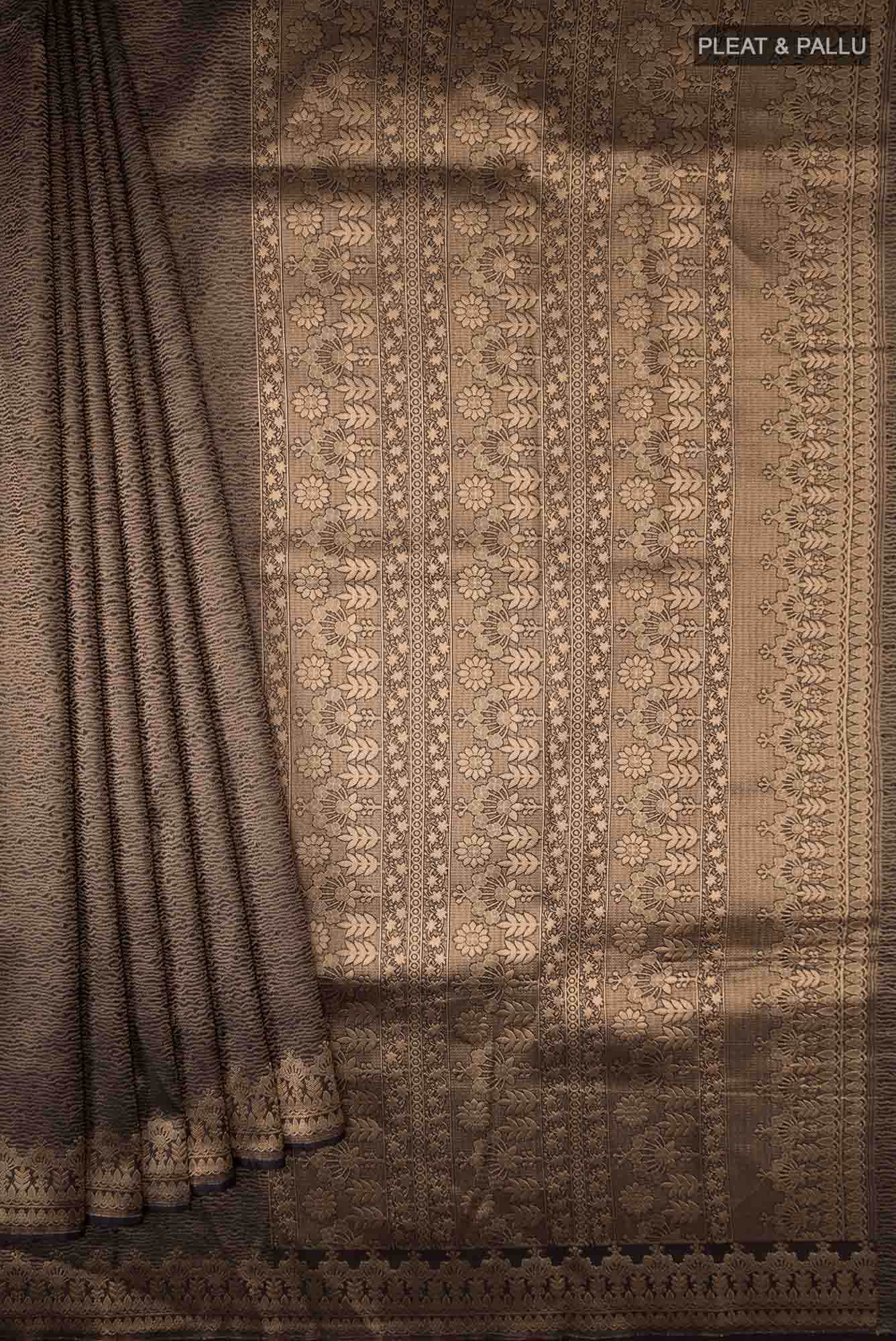 Black Blended Tussar Silk Saree