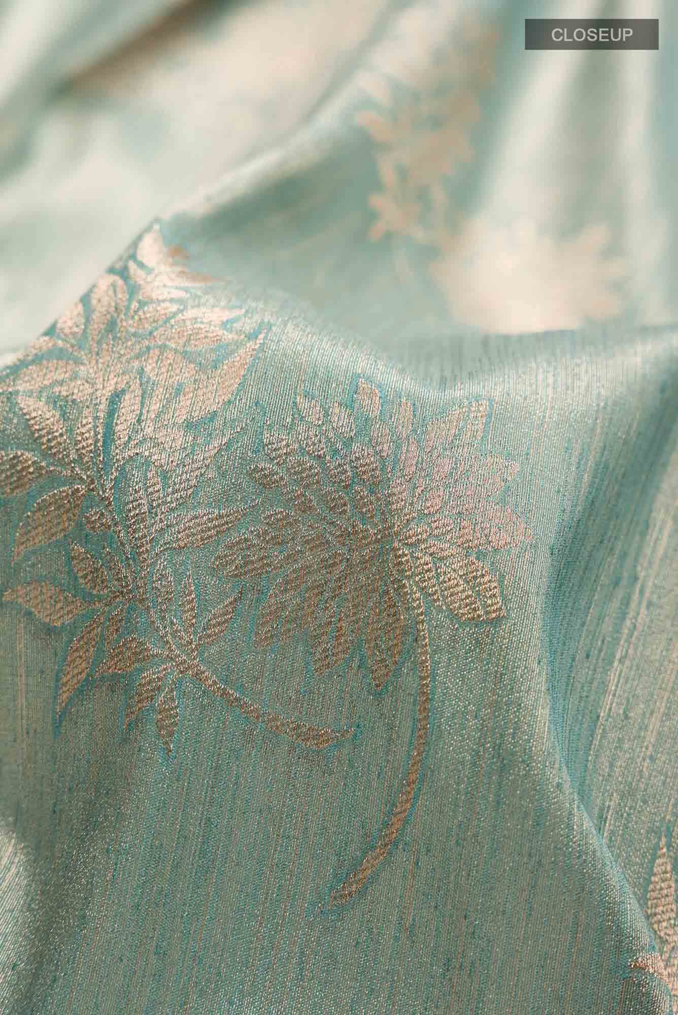 Green Blended Tussar Silk Saree