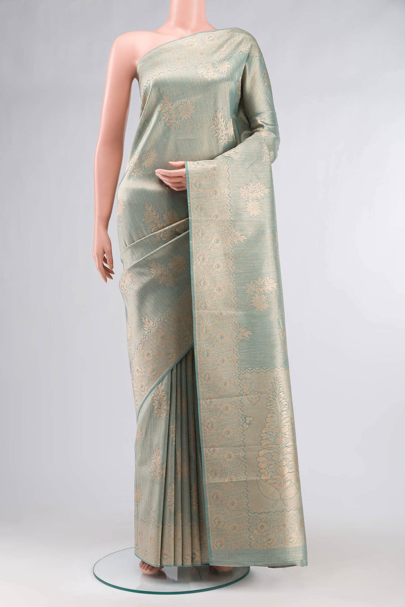 Green Blended Tussar Silk Saree