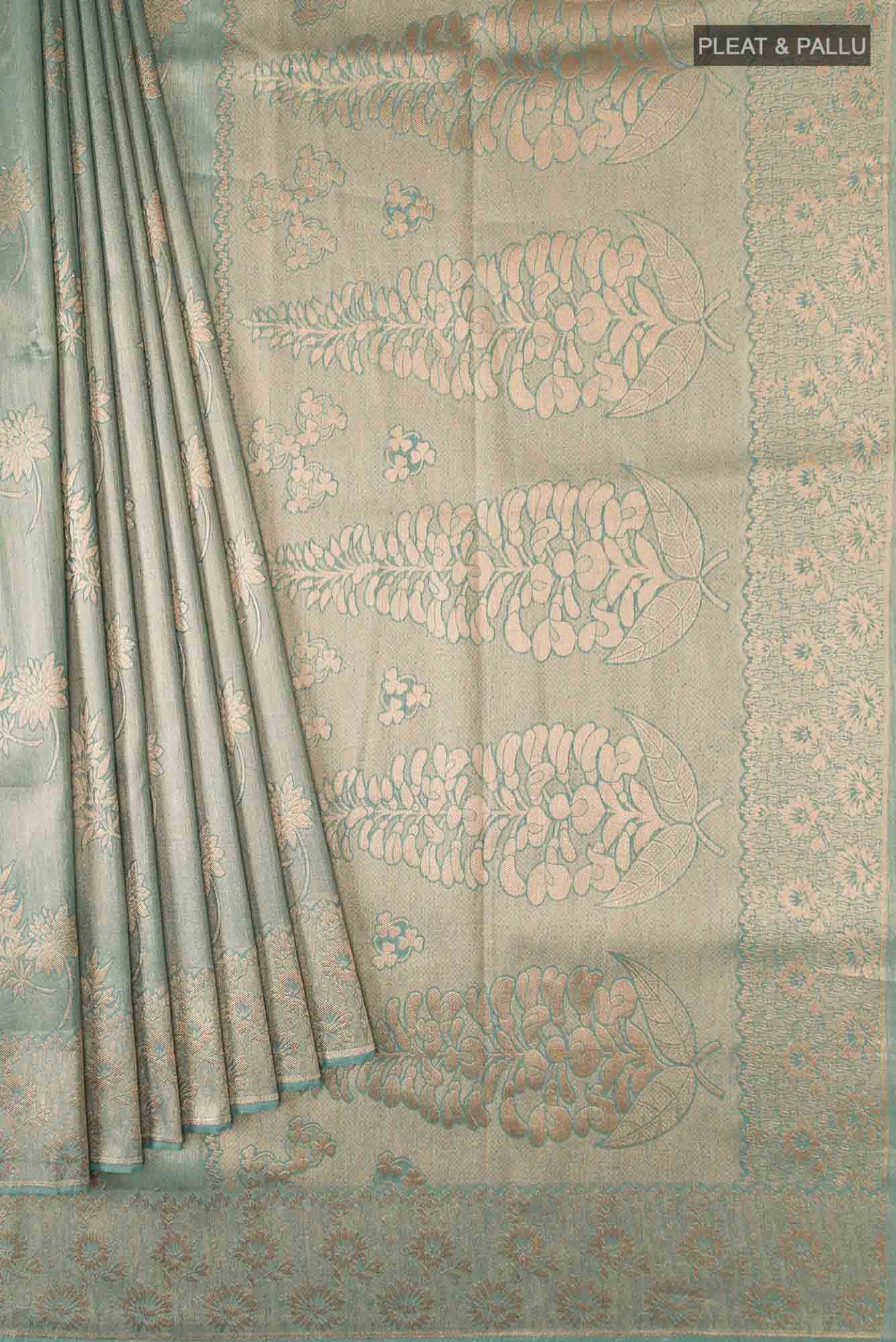 Green Blended Tussar Silk Saree
