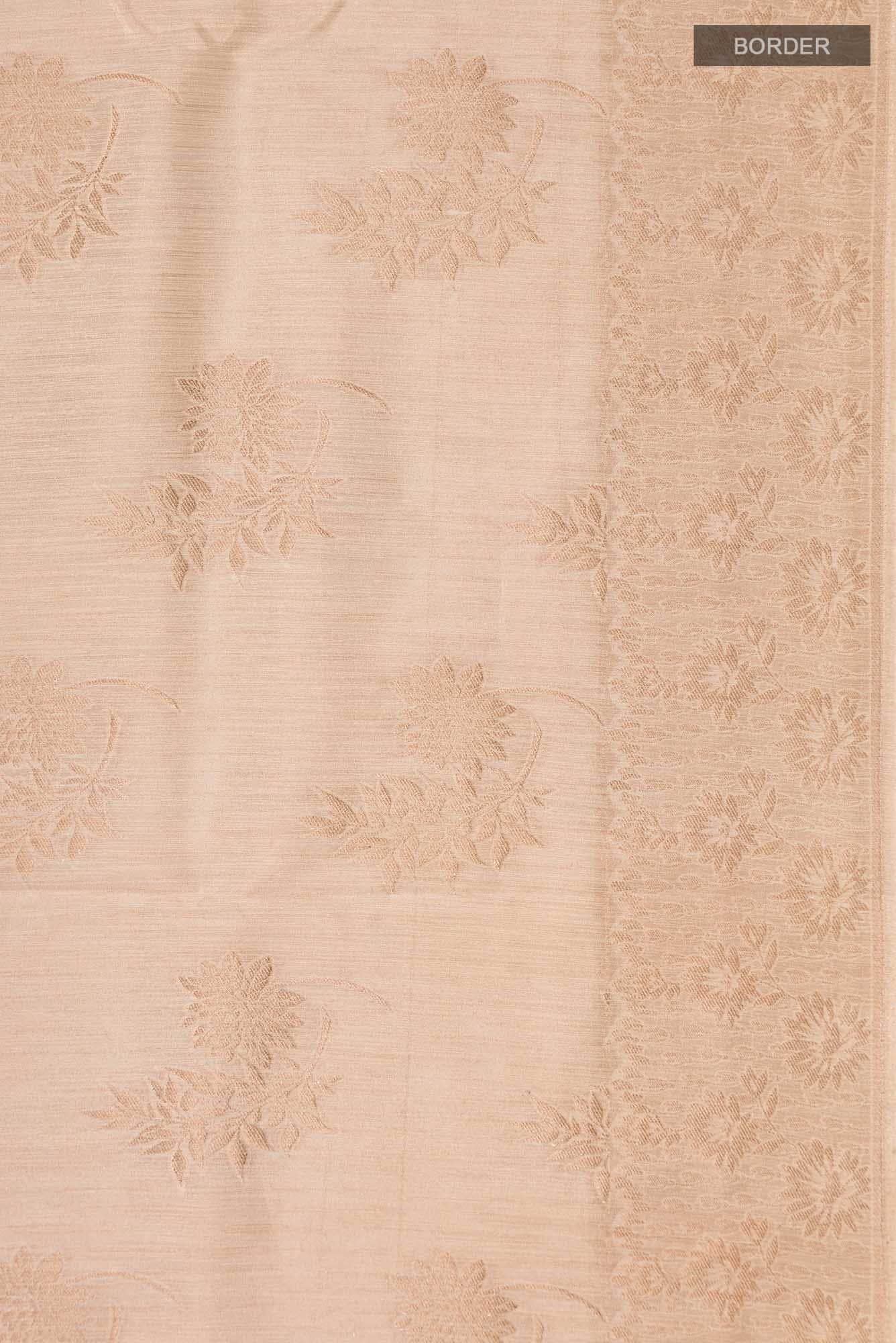 Beige Blended Tussar Silk Saree