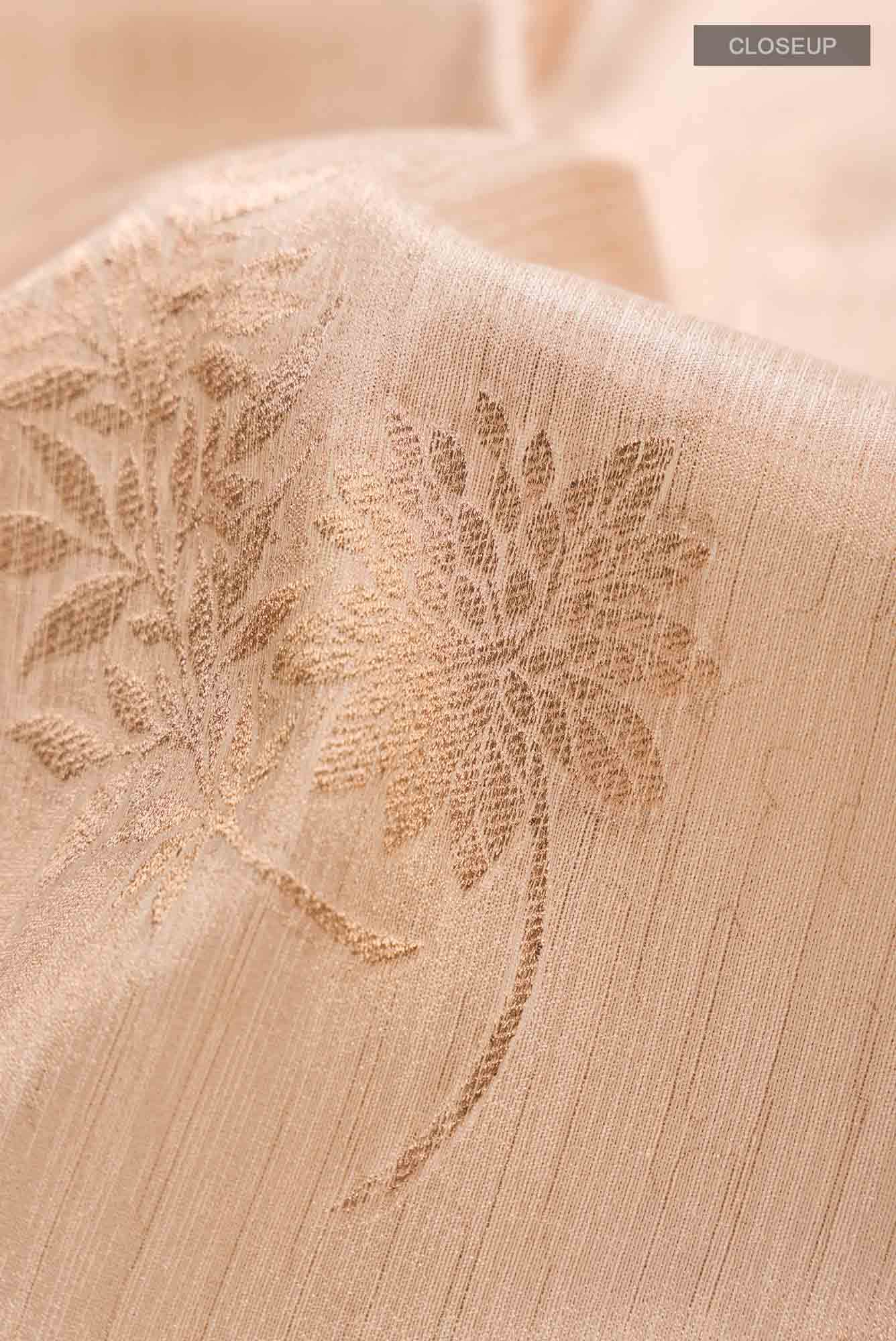 Beige Blended Tussar Silk Saree