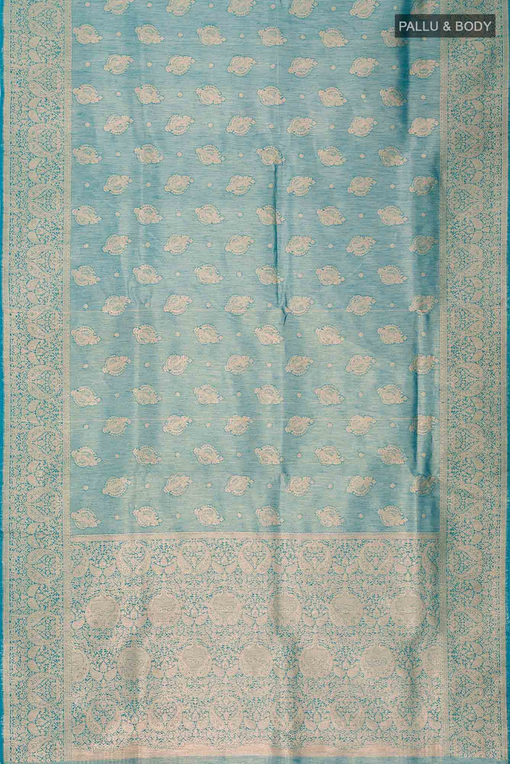 Blue Blended Tussar Silk Saree
