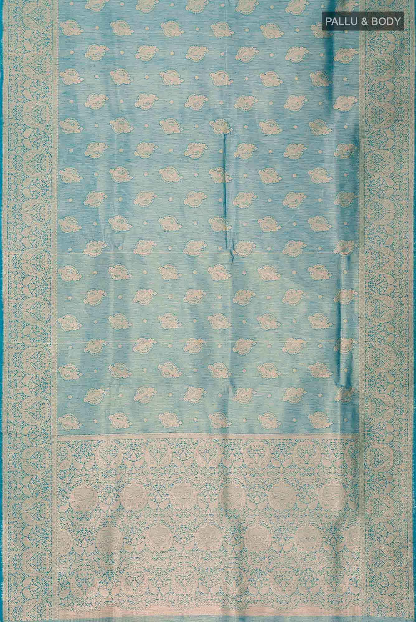 Blue Blended Tussar Silk Saree