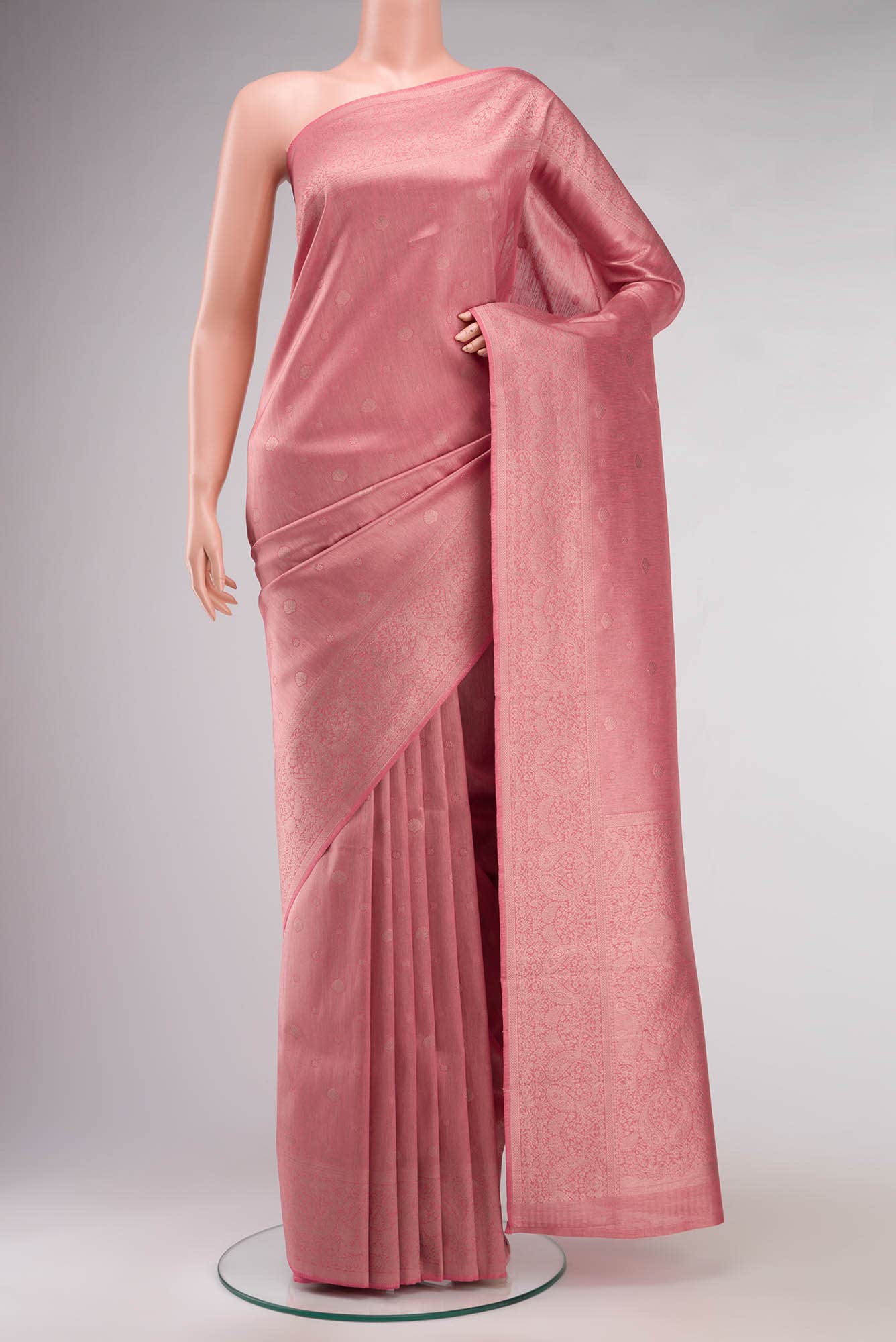 Pink Blended Tussar Silk Saree