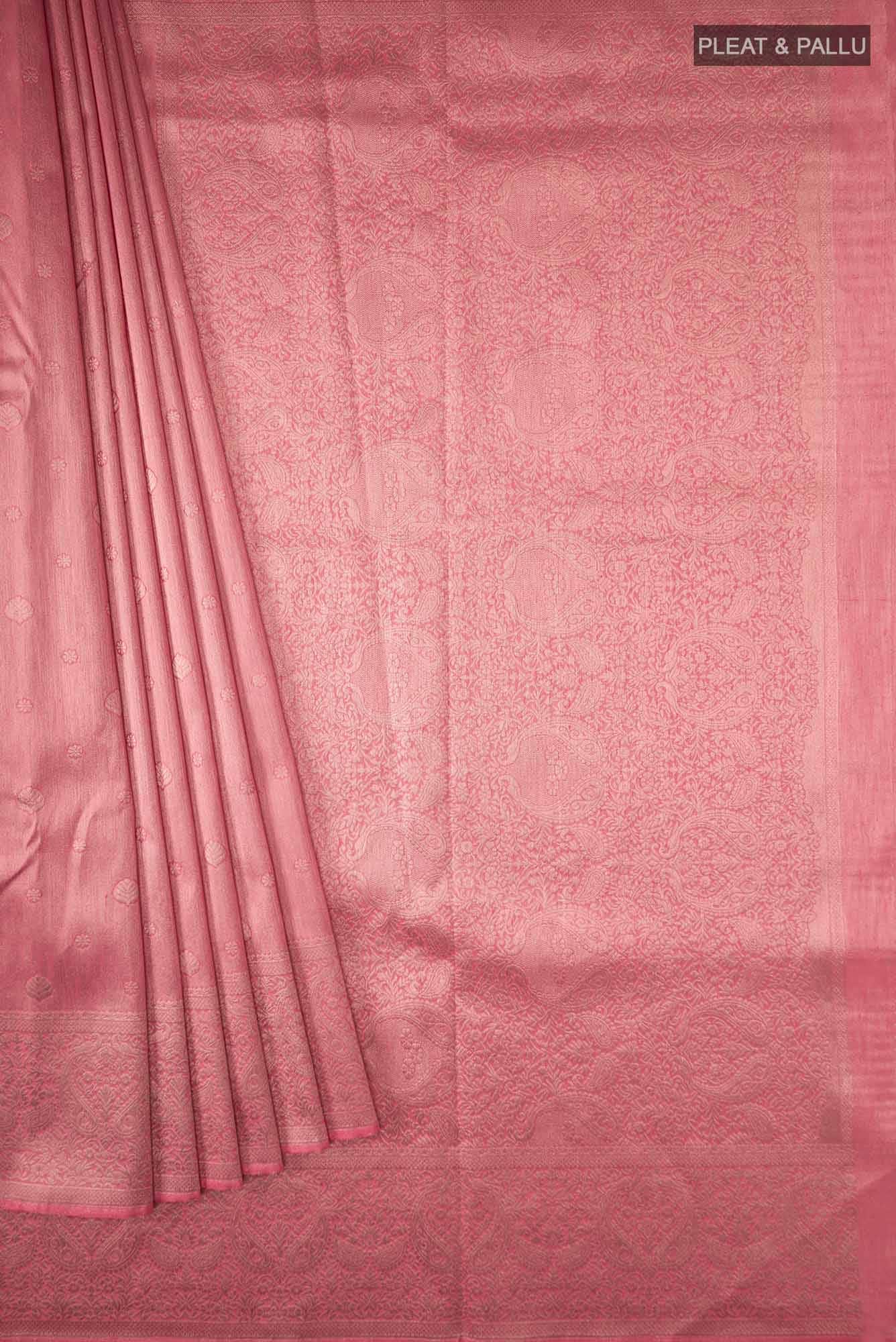 Pink Blended Tussar Silk Saree