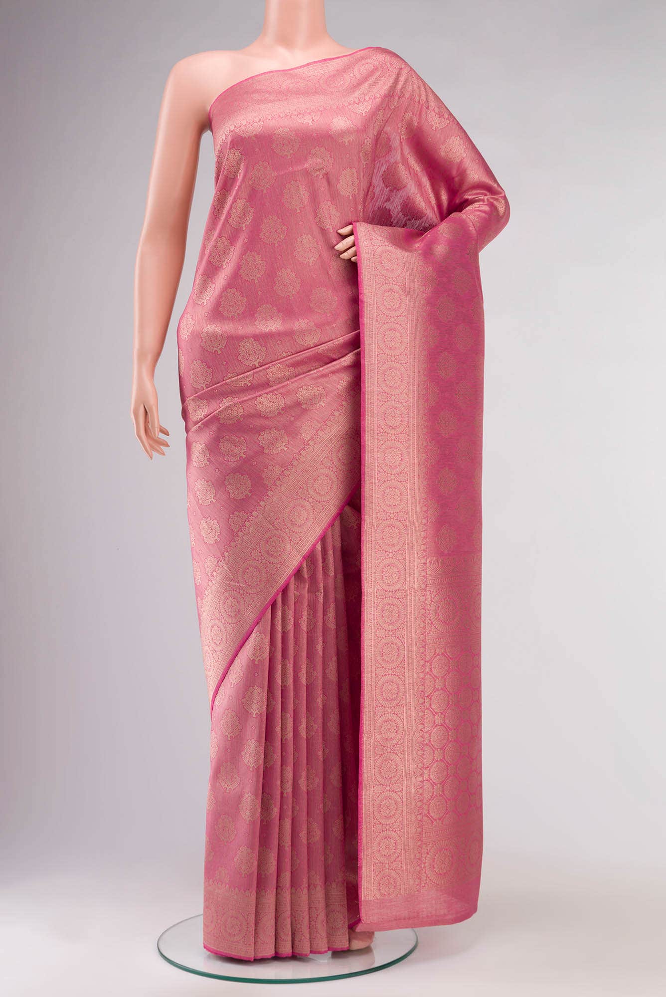 Pink Blended Tussar Silk Saree