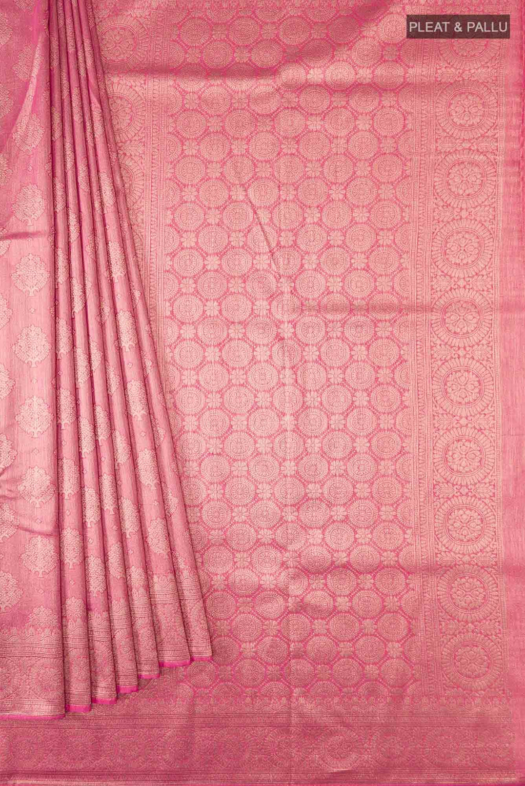 Pink Blended Tussar Silk Saree