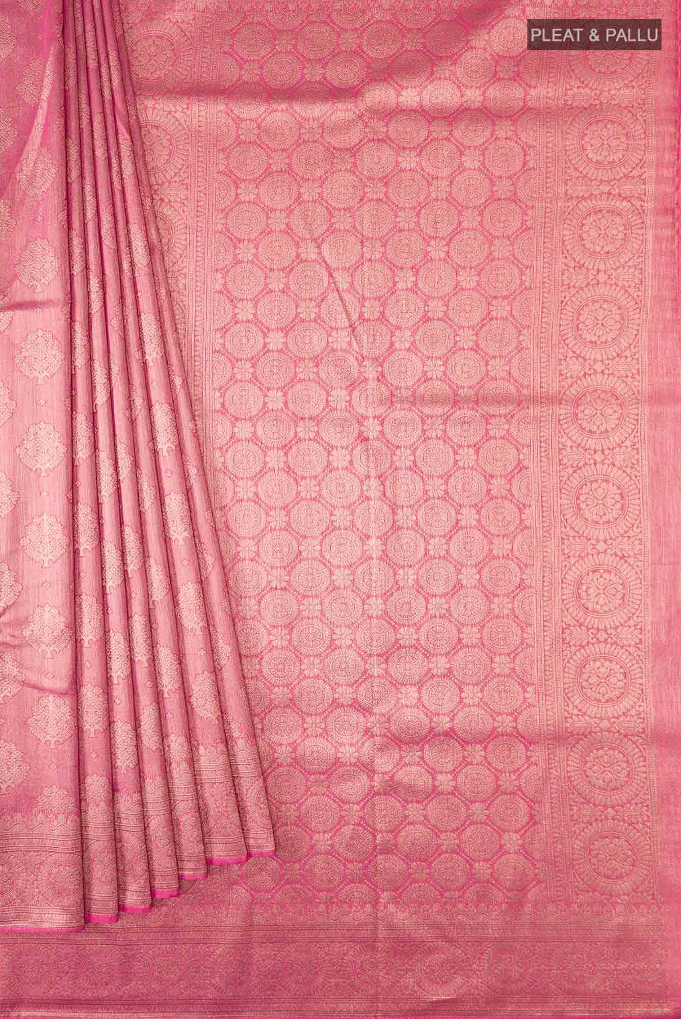 Pink Blended Tussar Silk Saree