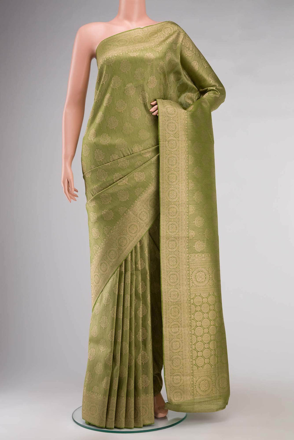 Green Blended Tussar Silk Saree