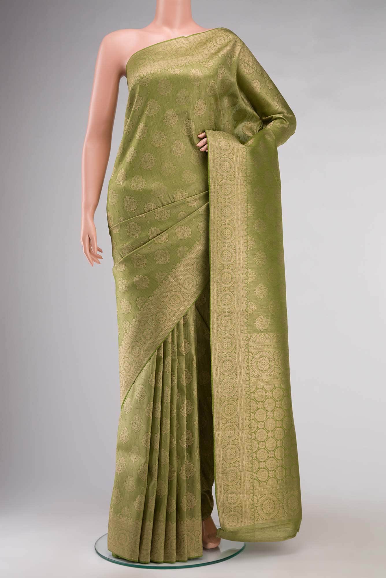 Green Blended Tussar Silk Saree