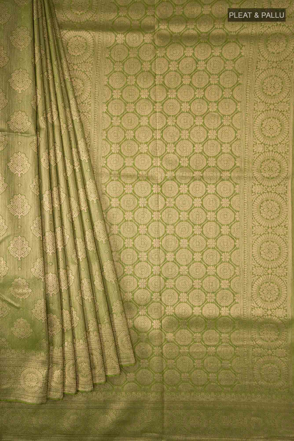 Green Blended Tussar Silk Saree