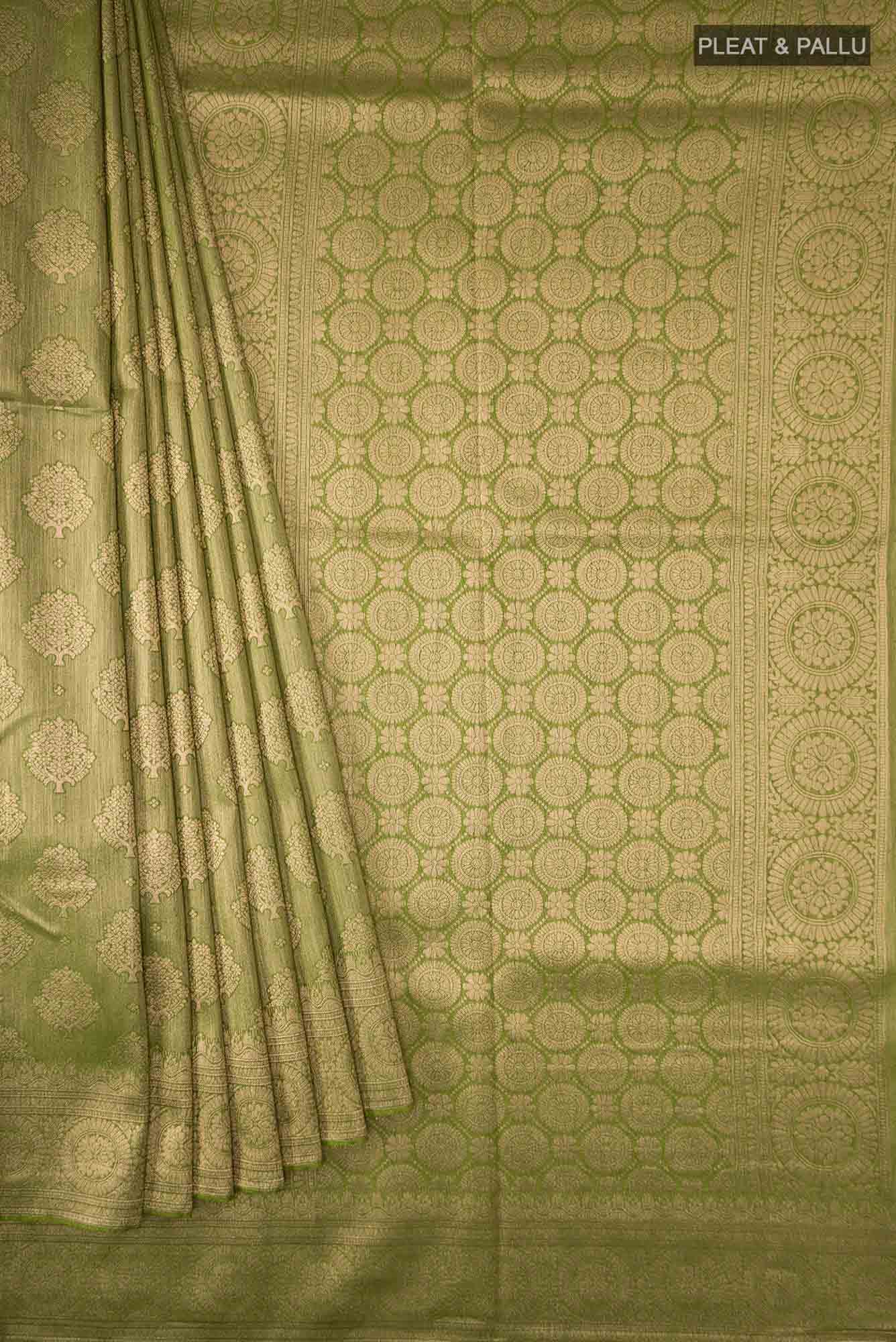 Green Blended Tussar Silk Saree