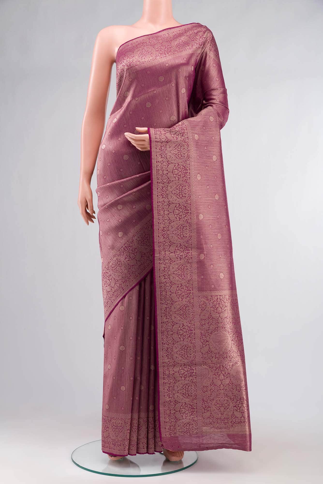 Maroon Blended Tussar Silk Saree