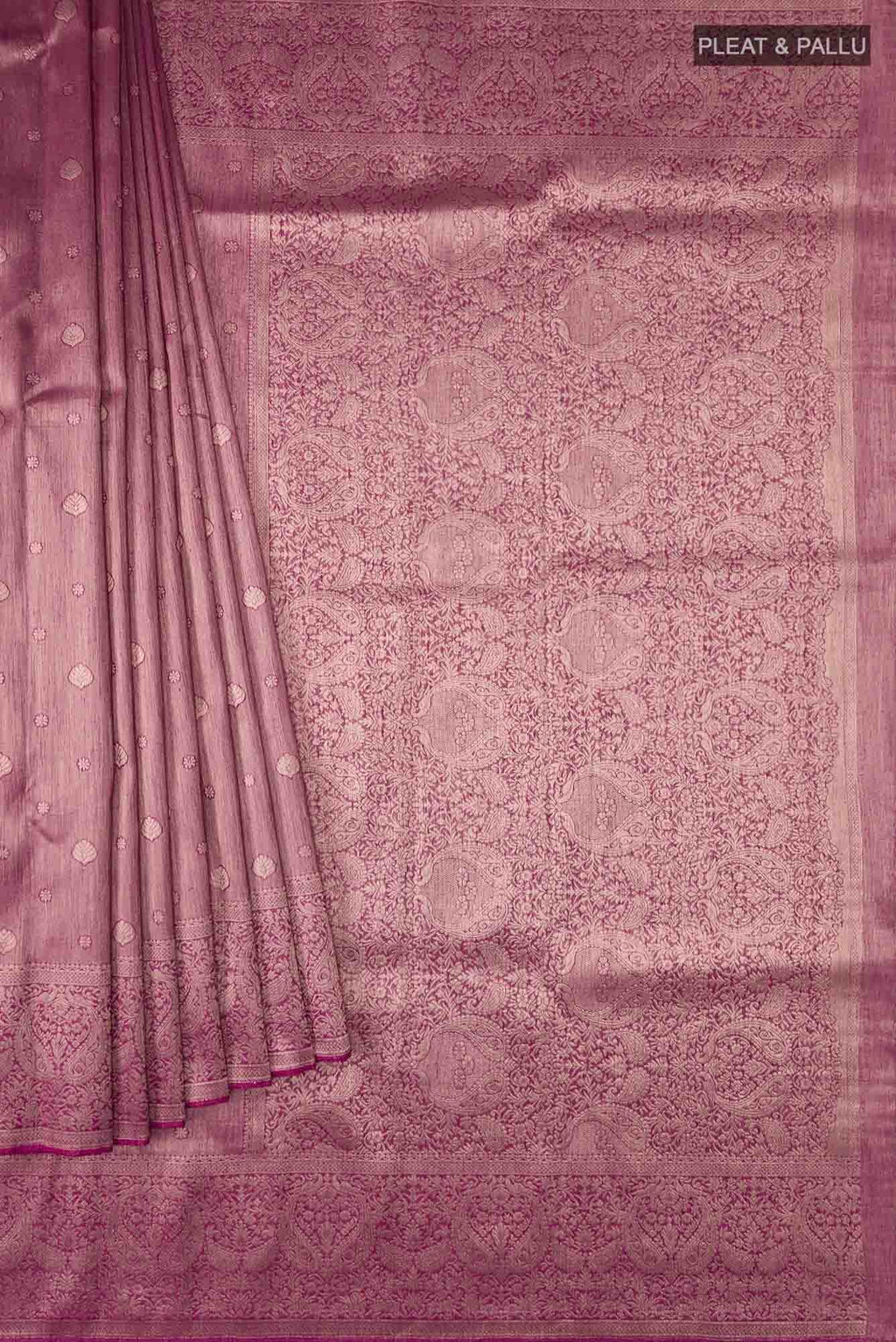 Maroon Blended Tussar Silk Saree