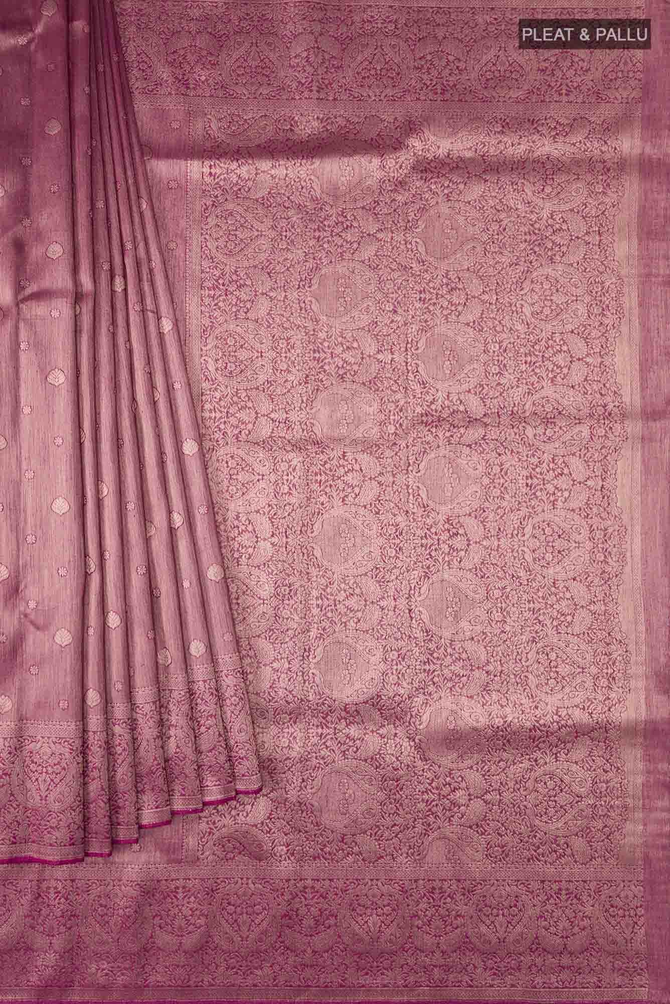 Maroon Blended Tussar Silk Saree