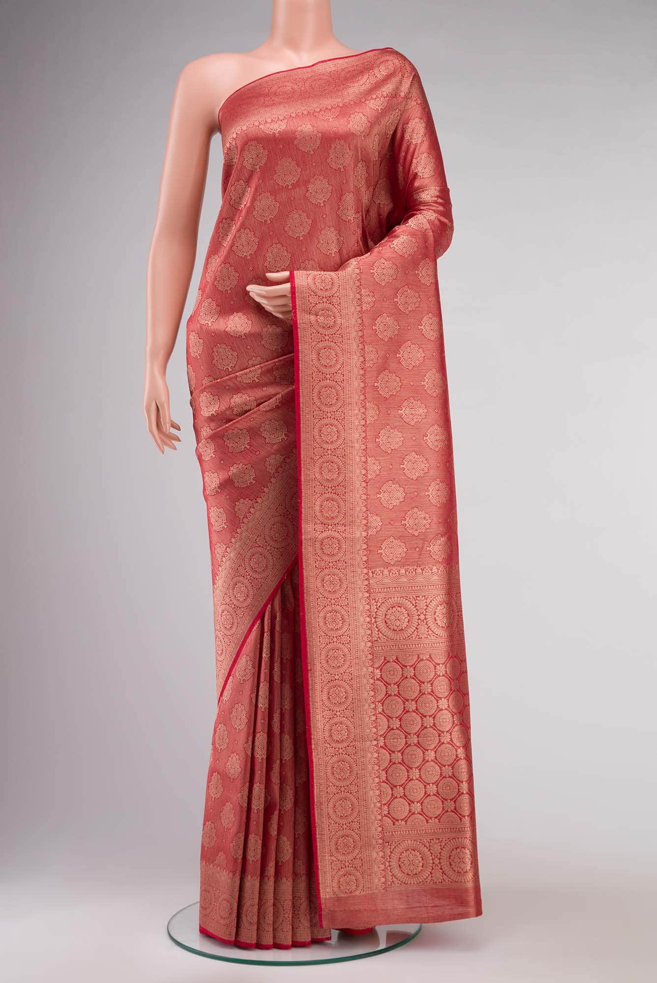 Red Blended Tussar Silk Saree