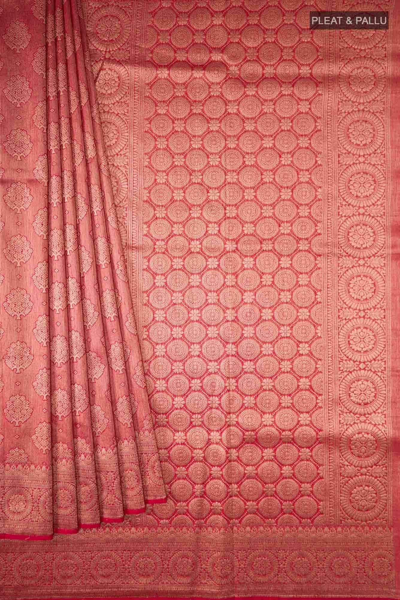 Red Blended Tussar Silk Saree