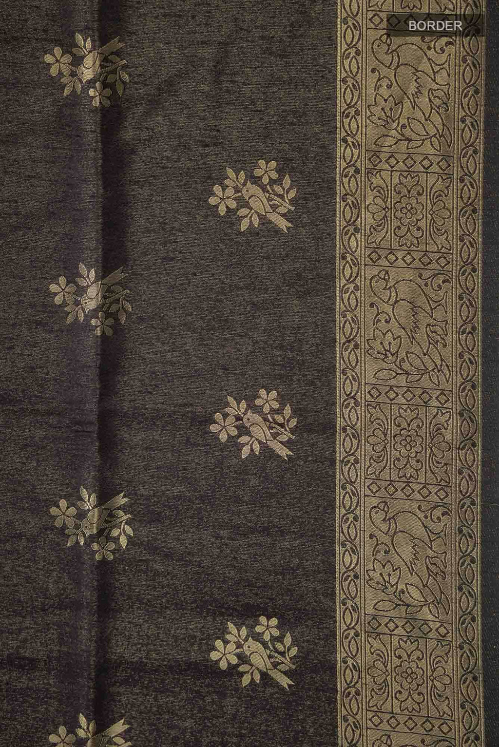 Black Blended Tussar Silk Saree