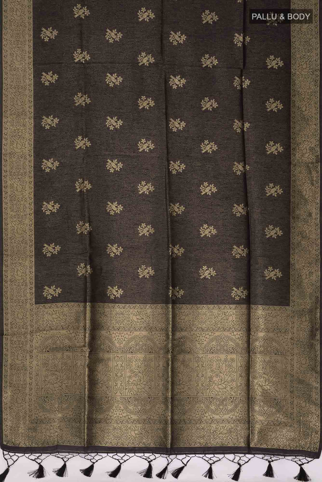 Black Blended Tussar Silk Saree