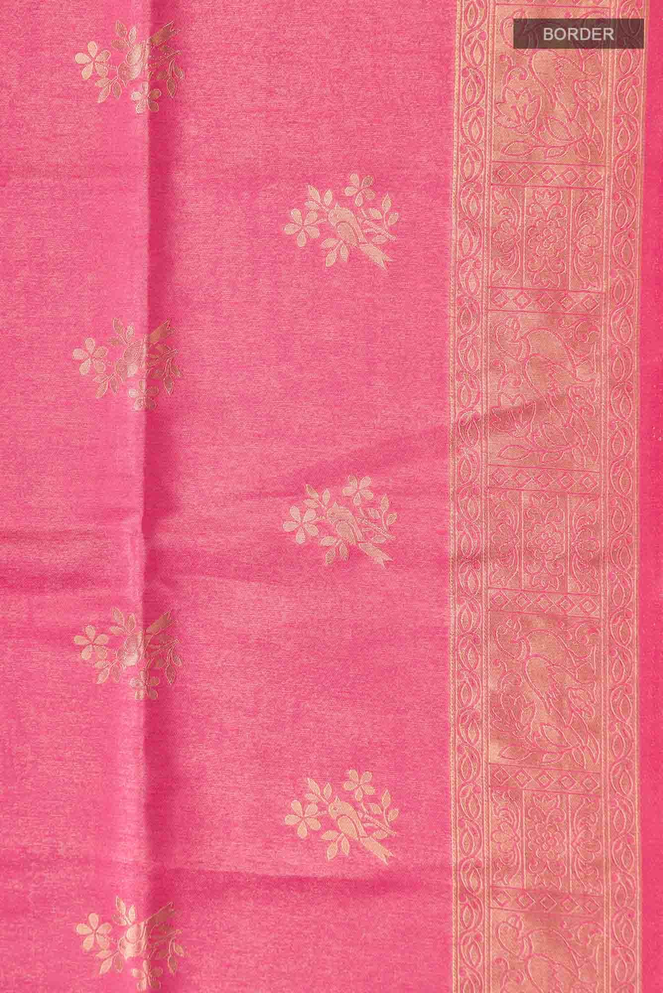 Pink Blended Tussar Silk Saree