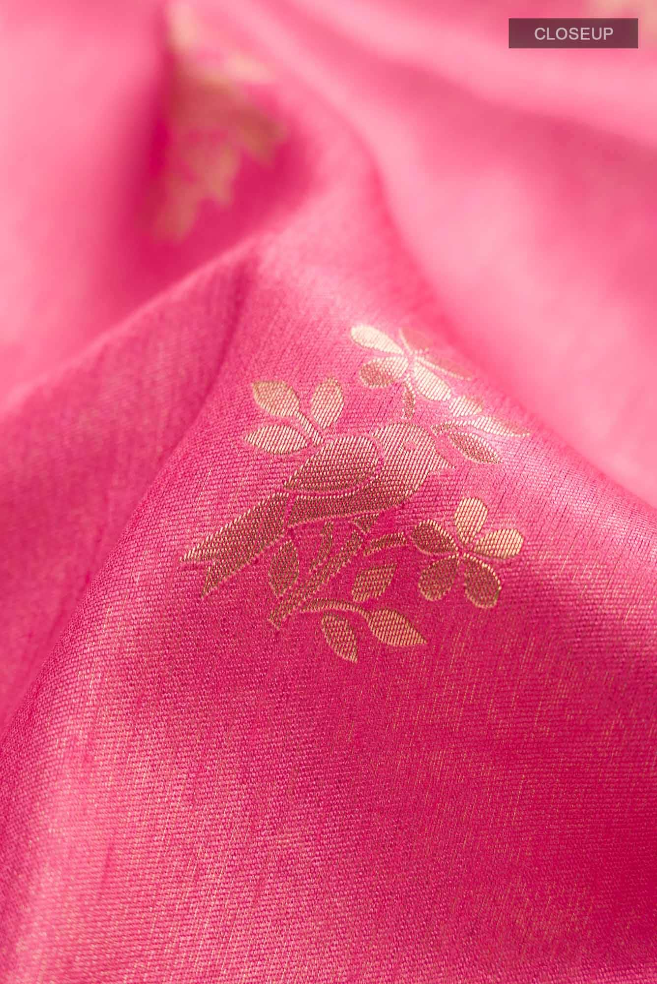 Pink Blended Tussar Silk Saree