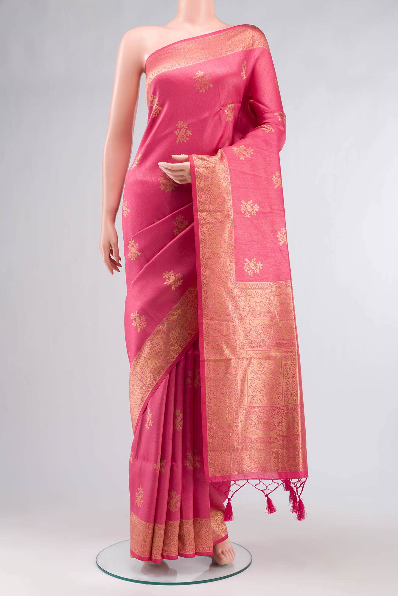 Pink Blended Tussar Silk Saree