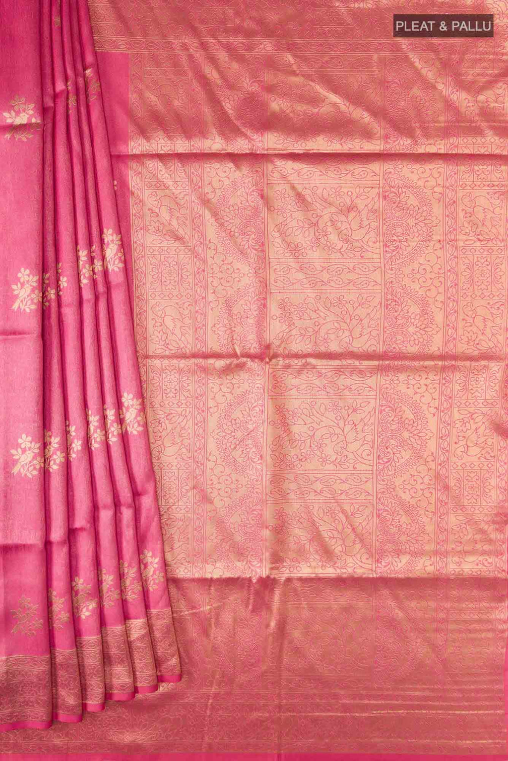Pink Blended Tussar Silk Saree