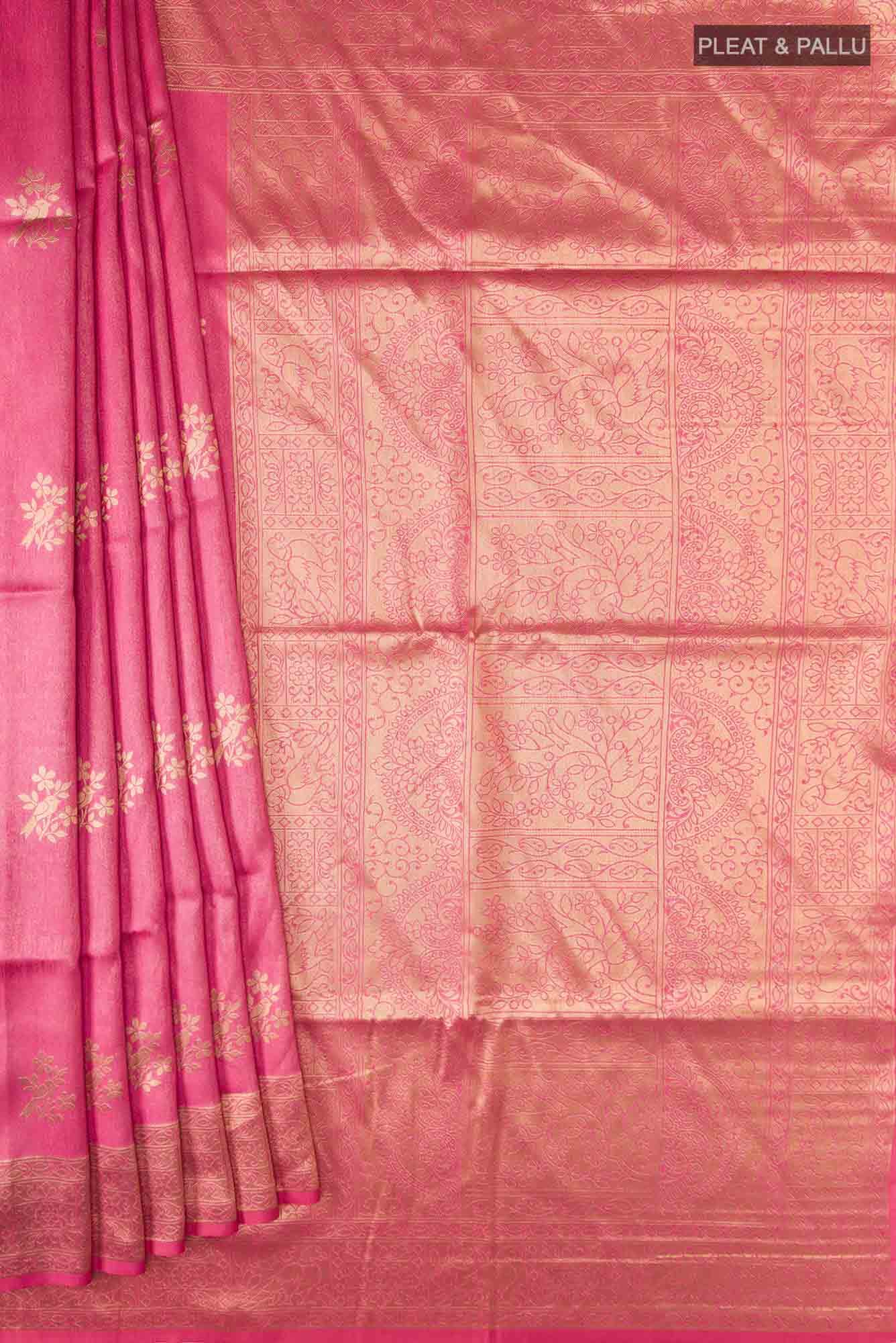 Pink Blended Tussar Silk Saree