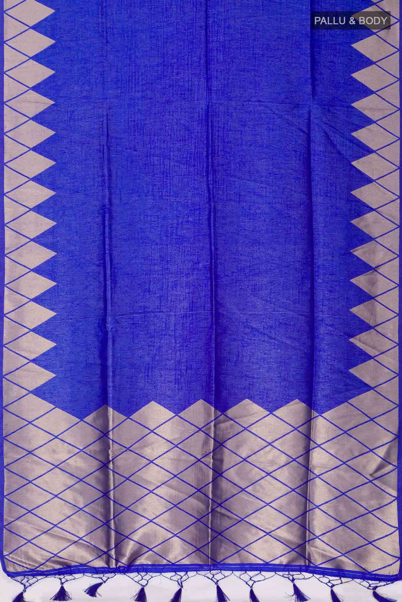 Blue Blended Tussar Silk Saree