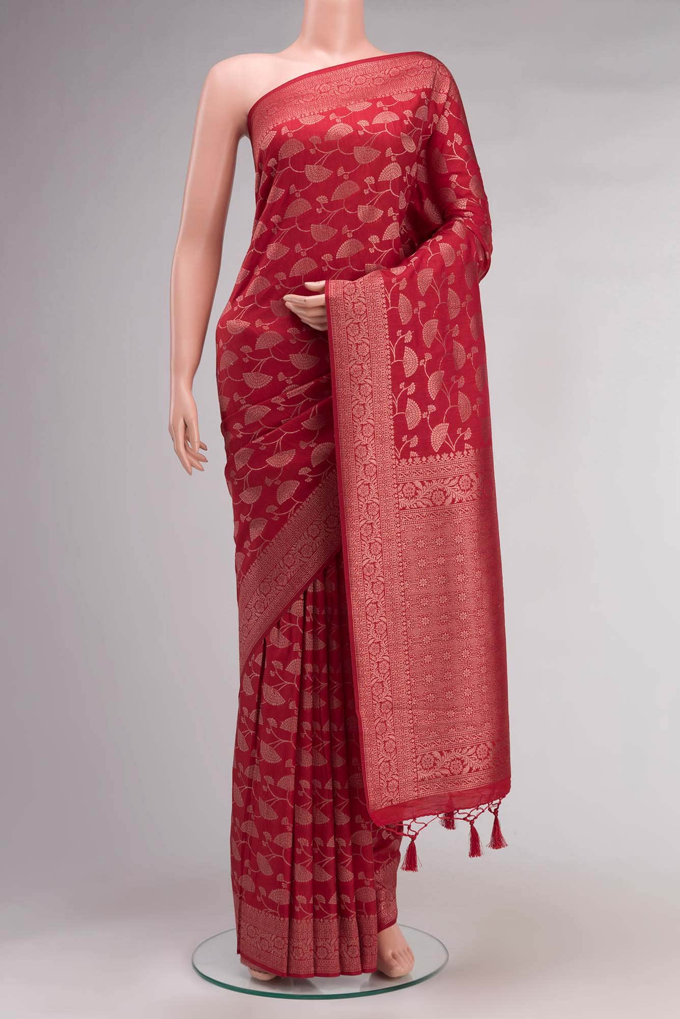 Red Blended Tussar Silk Saree