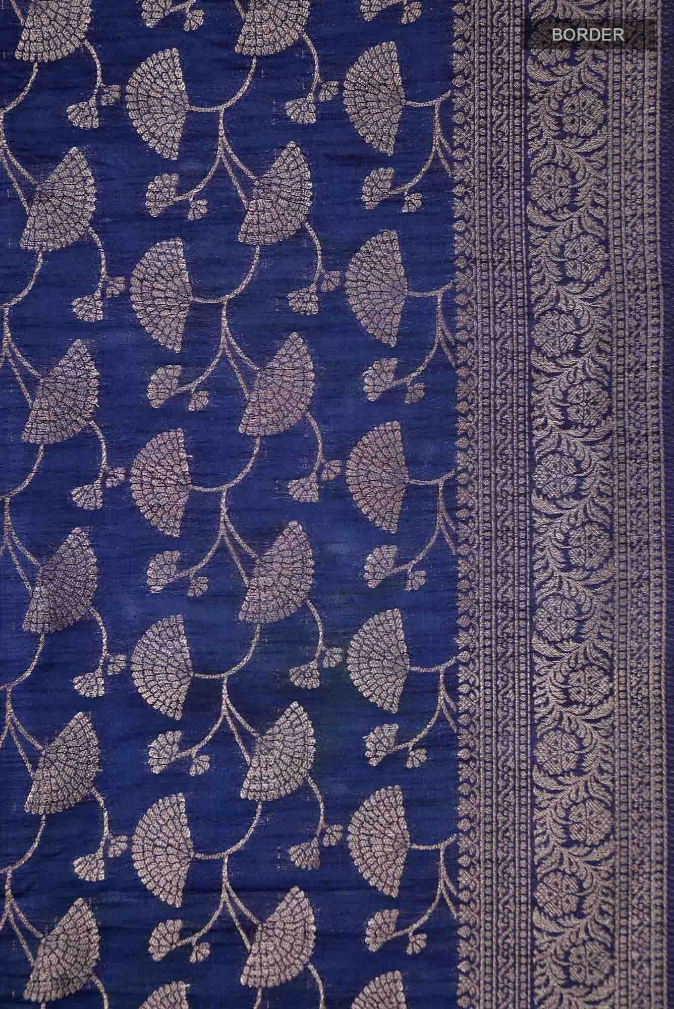 Blue Blended Tussar Silk Saree