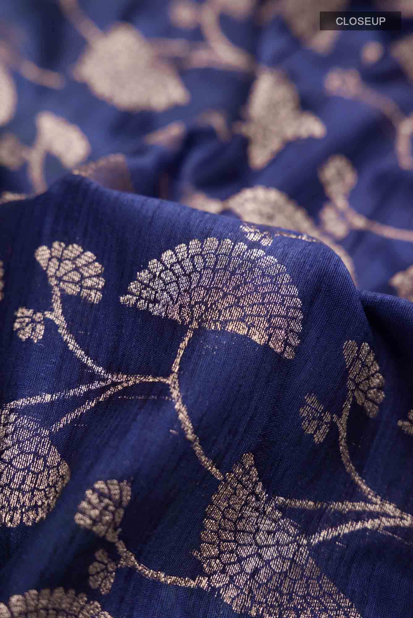 Blue Blended Tussar Silk Saree