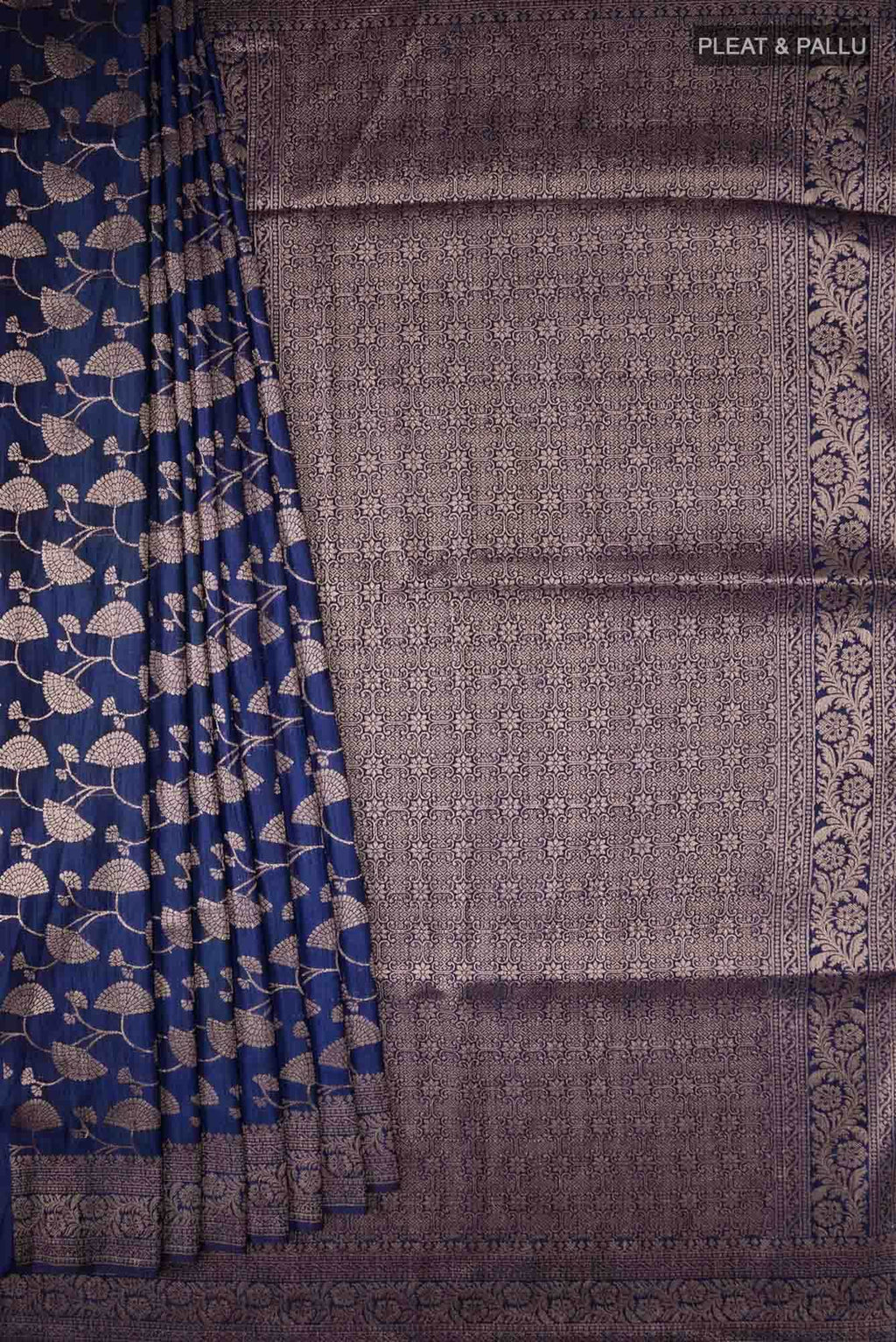 Blue Blended Tussar Silk Saree