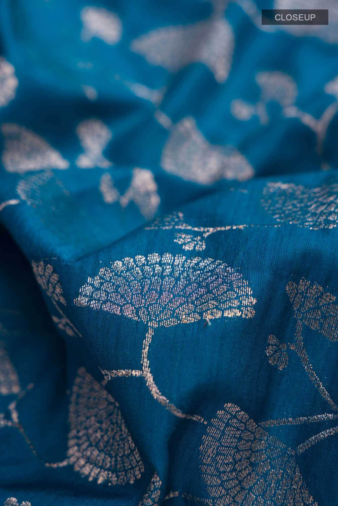 Blue Blended Tussar Silk Saree