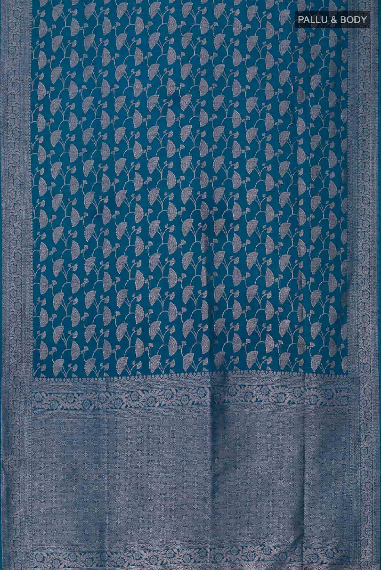 Blue Blended Tussar Silk Saree